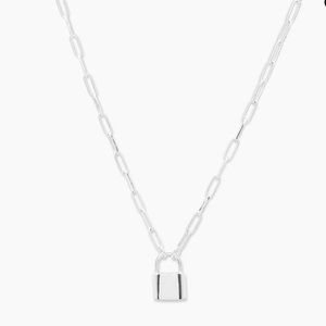 Gorjana silver kara padlock charm necklace